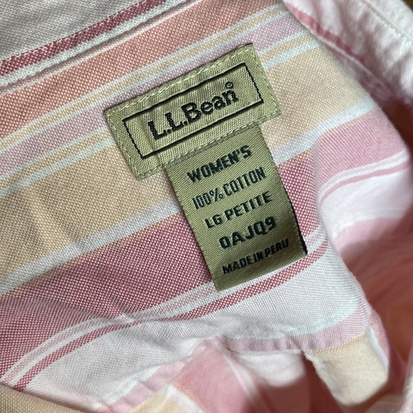 L.L. Bean vintage coastal grandma striped pink button down top - Picture 8 of 8